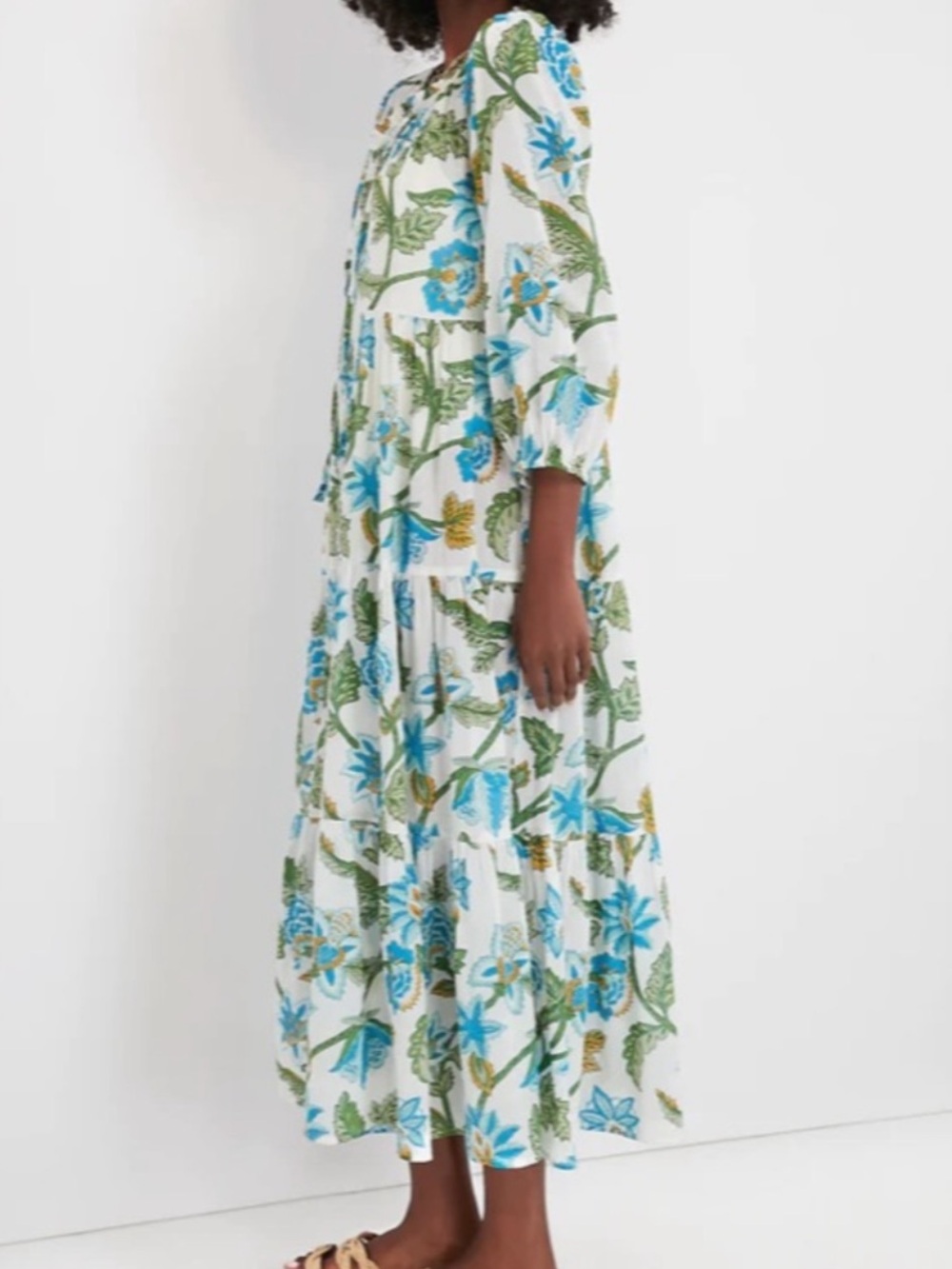 Tuckernuck White Floral Tiered Midi / Maxi Dress - Picture 3 of 8